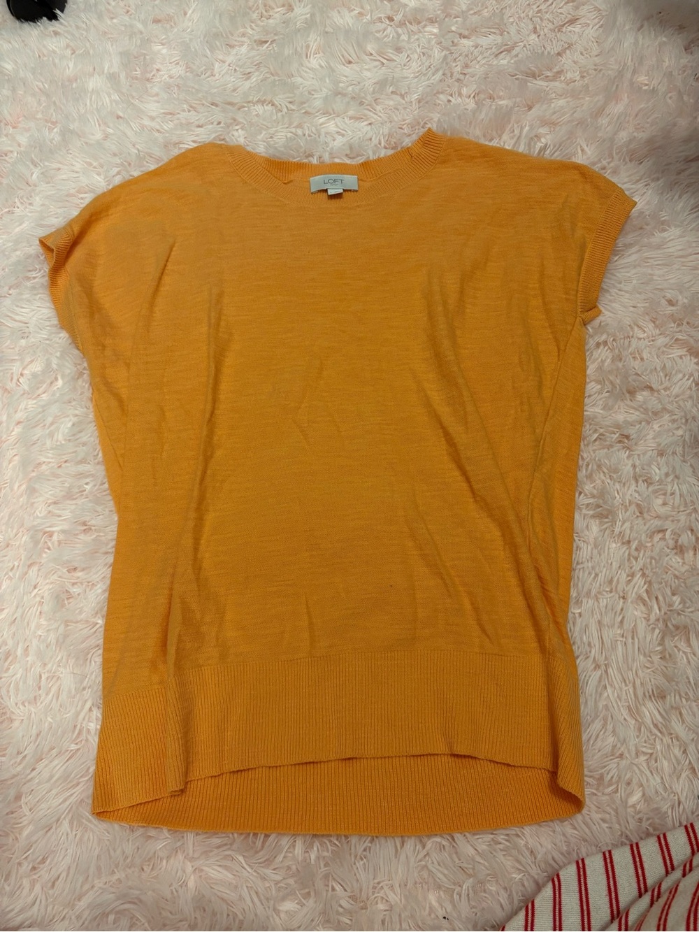 LOFT Short Sleeve Knit Top in Bright Orange